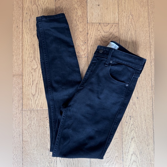 Abercrombie & Fitch Super Skinny High Rise Ankle Jeans SZ 2/26 Short Black - Picture 6 of 15
